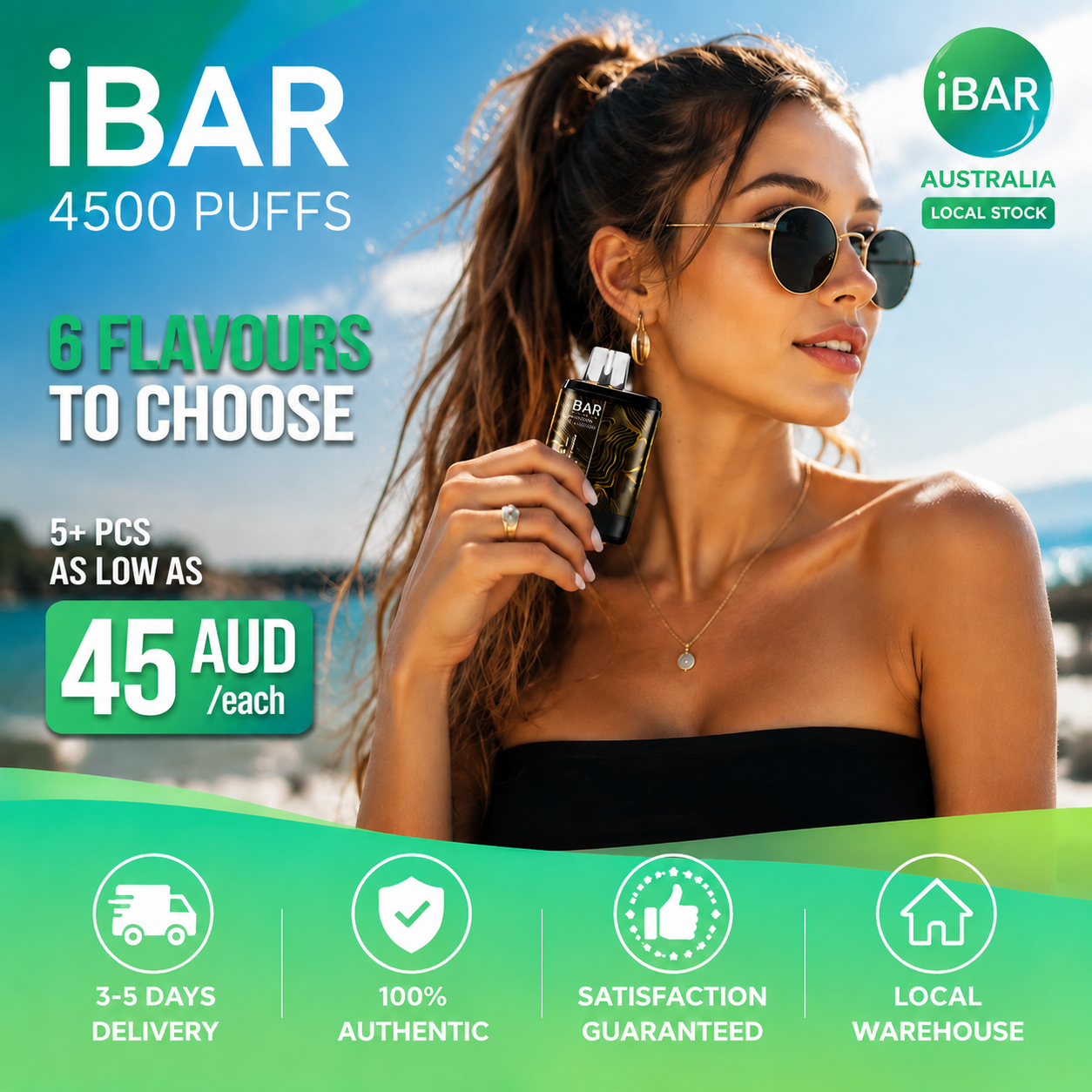 IBAR 4500 Puffs|6Flavours|5 pcs as low as 45 AUD each