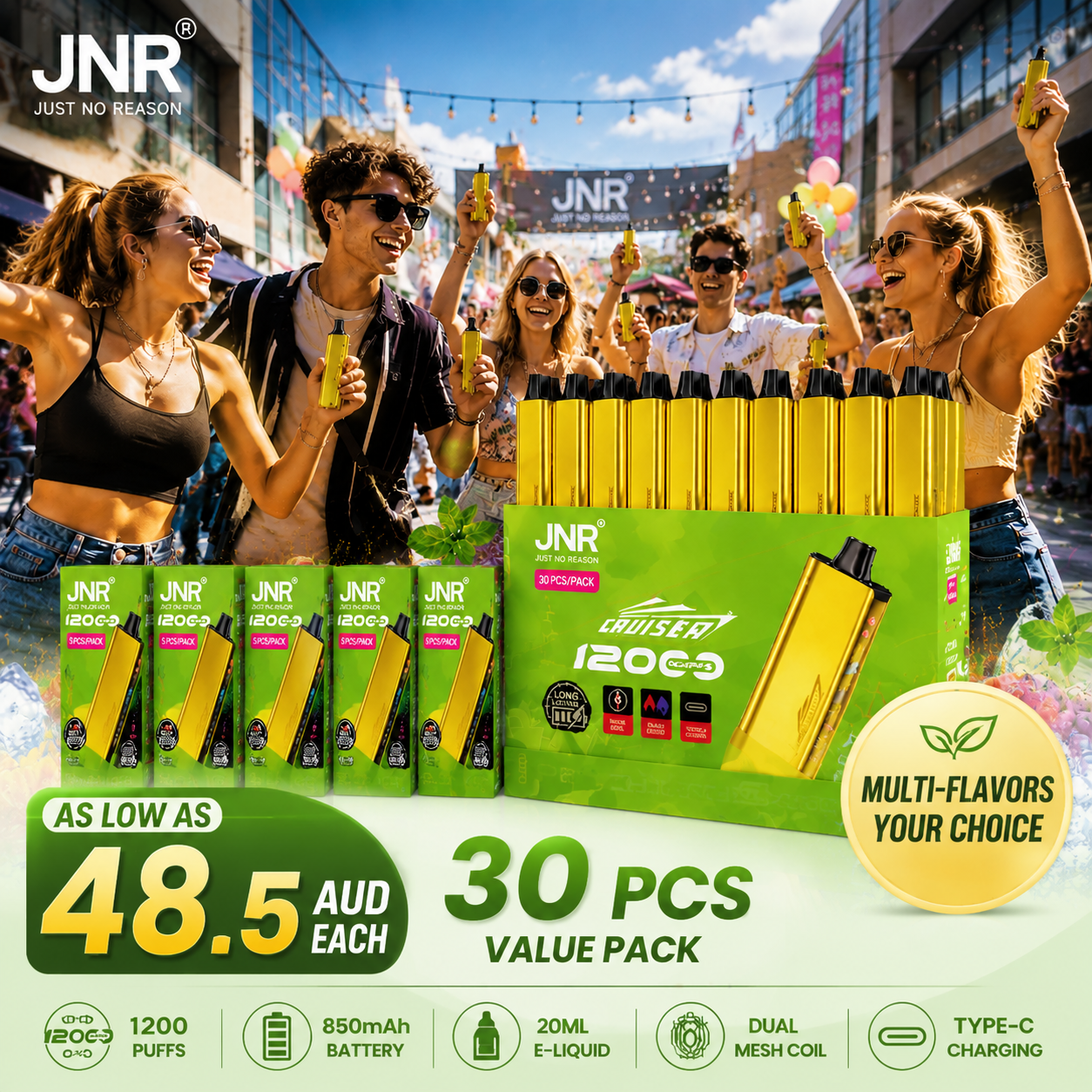 Free shipping|JNR Cruiser 12K Puffs | Buy 5/10/20/30 Packs | As Low As 49AU Each